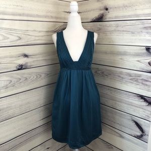 See by Chloe Teal Silk Deep V Neck Fit & Flare Dress Size 8